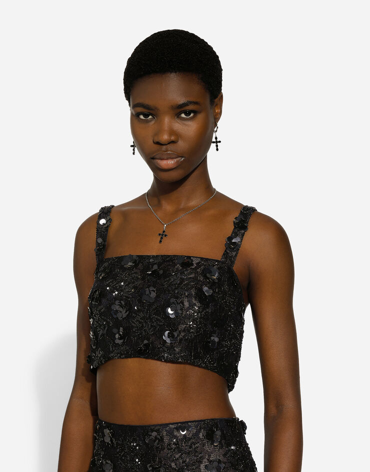 Dolce & Gabbana Bralette top with sequin embroidery Black F79AATILMA0