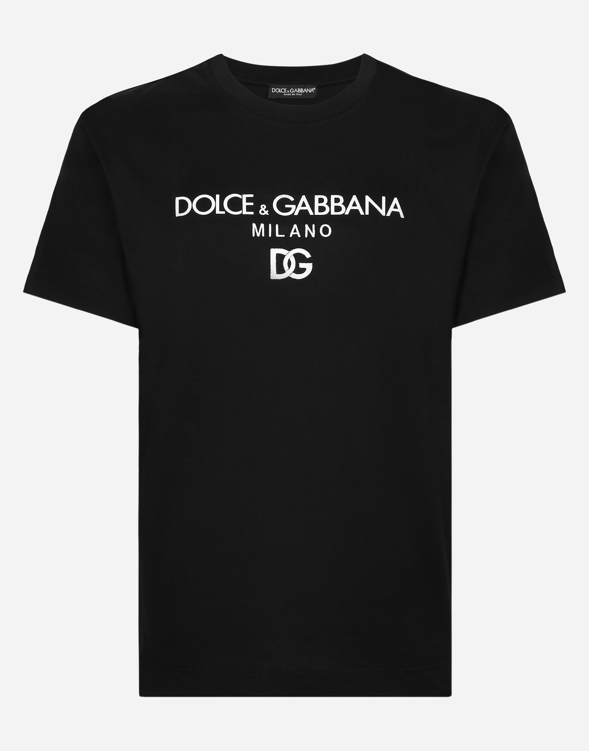 Dolce & Gabbana تيشيرت قطن بتطريز DG أسود G8PN9TG7M1C