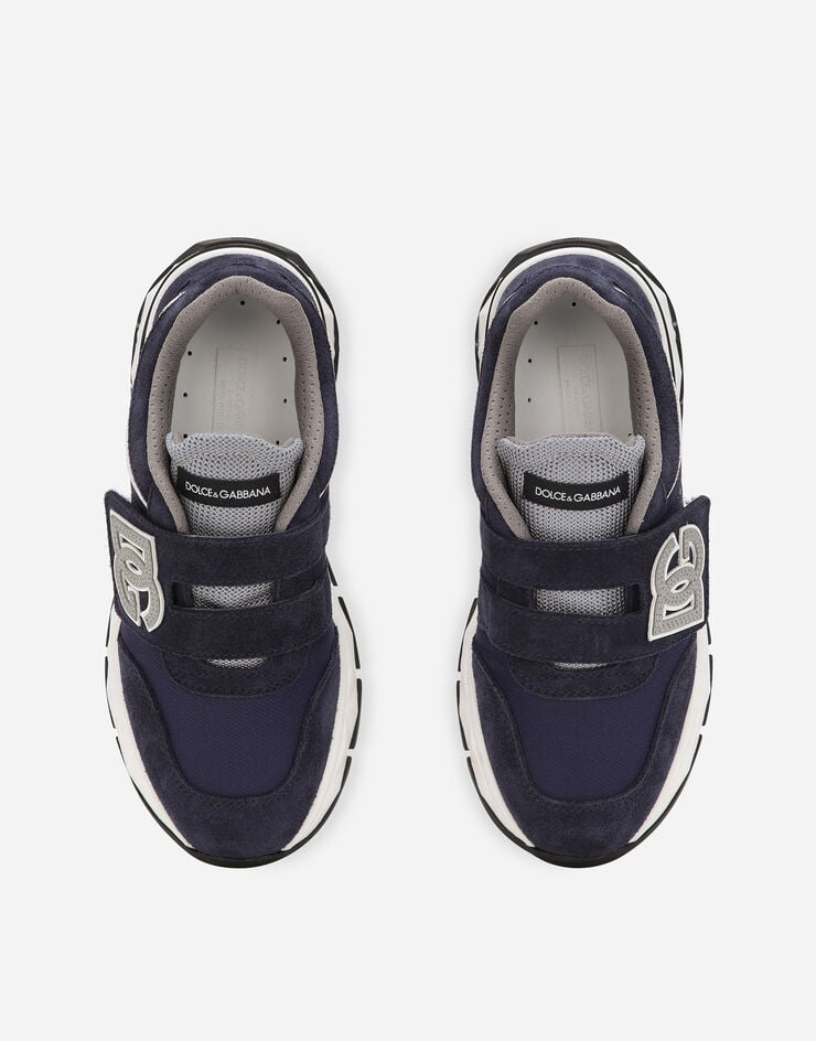 Dolce & Gabbana DG Running low-top sneakers in mesh and split leather Blue DA5187AA954