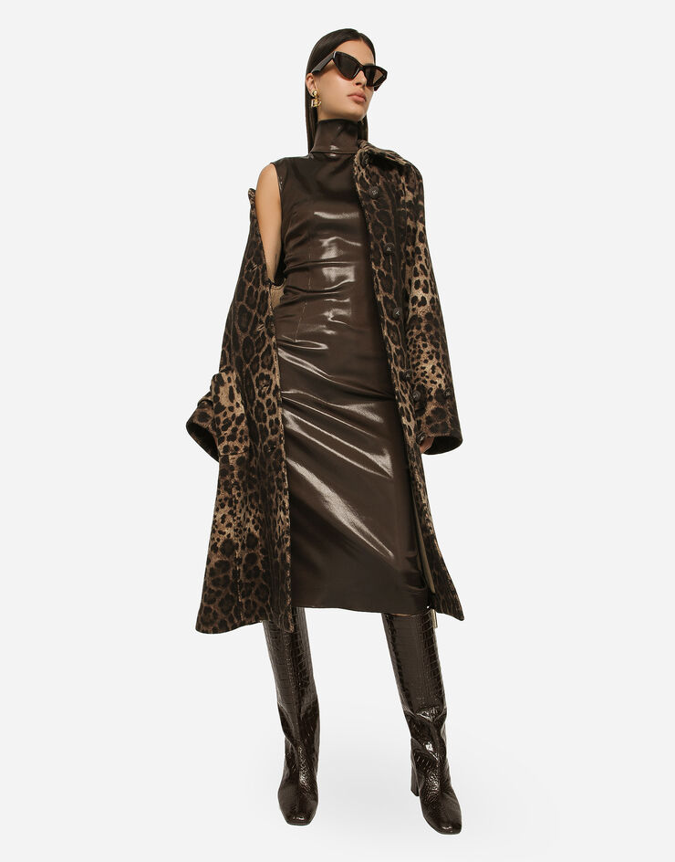 Dolce&Gabbana Abrigo de lana con estampado de leopardo y cinturón Estampado Animalier F0AZ2TFS3BQ