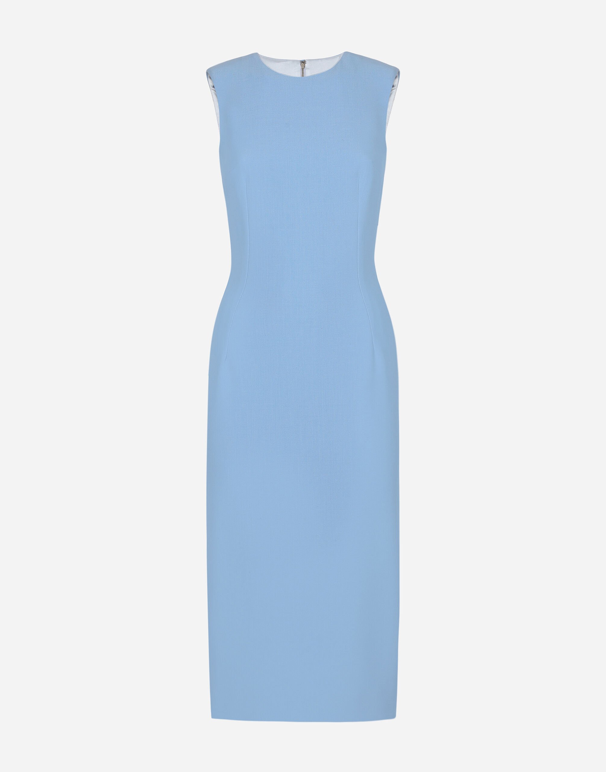 ${brand} Wool crêpe calf-length sheath dress ${colorDescription} ${masterID}