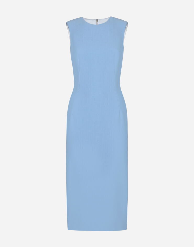 Dolce & Gabbana Wool crêpe calf-length sheath dress Azure F6GASTFU2L8