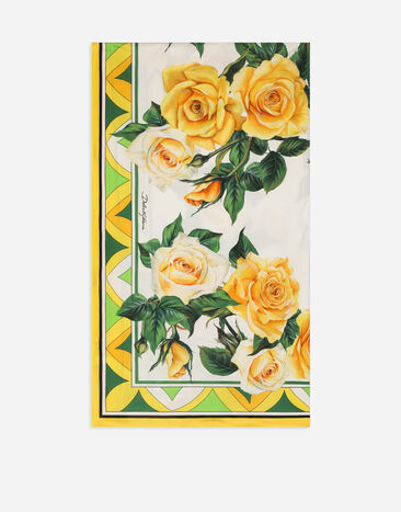Dolce & Gabbana 옐로 로즈 프린트 코튼 사롱(110x190) 인쇄 O9A46JONO19