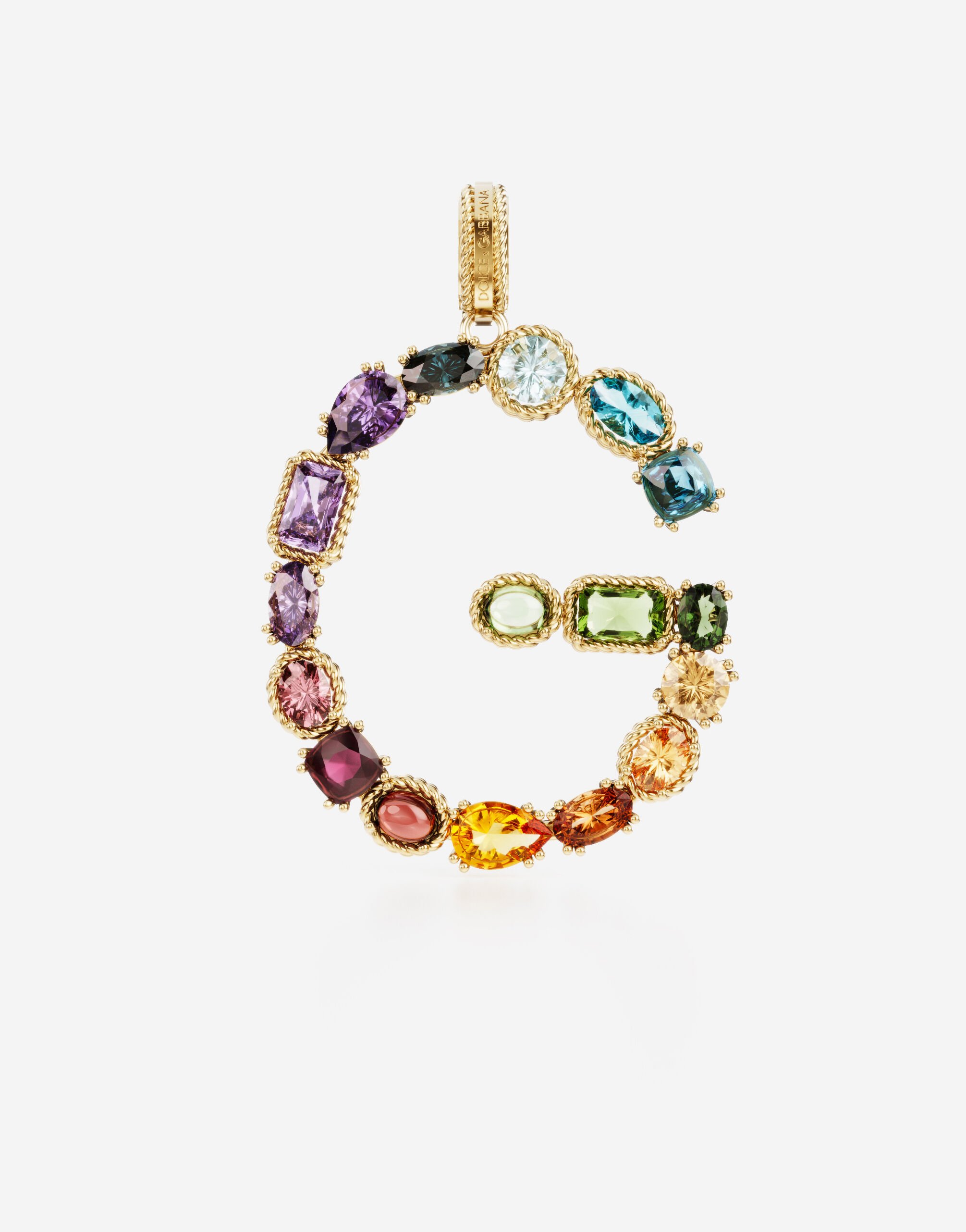 Dolce & Gabbana Breloque G Rainbow alphabet en or jaune 18 ct avec pierres multicolores Or Jaune WELD2GWDPY1