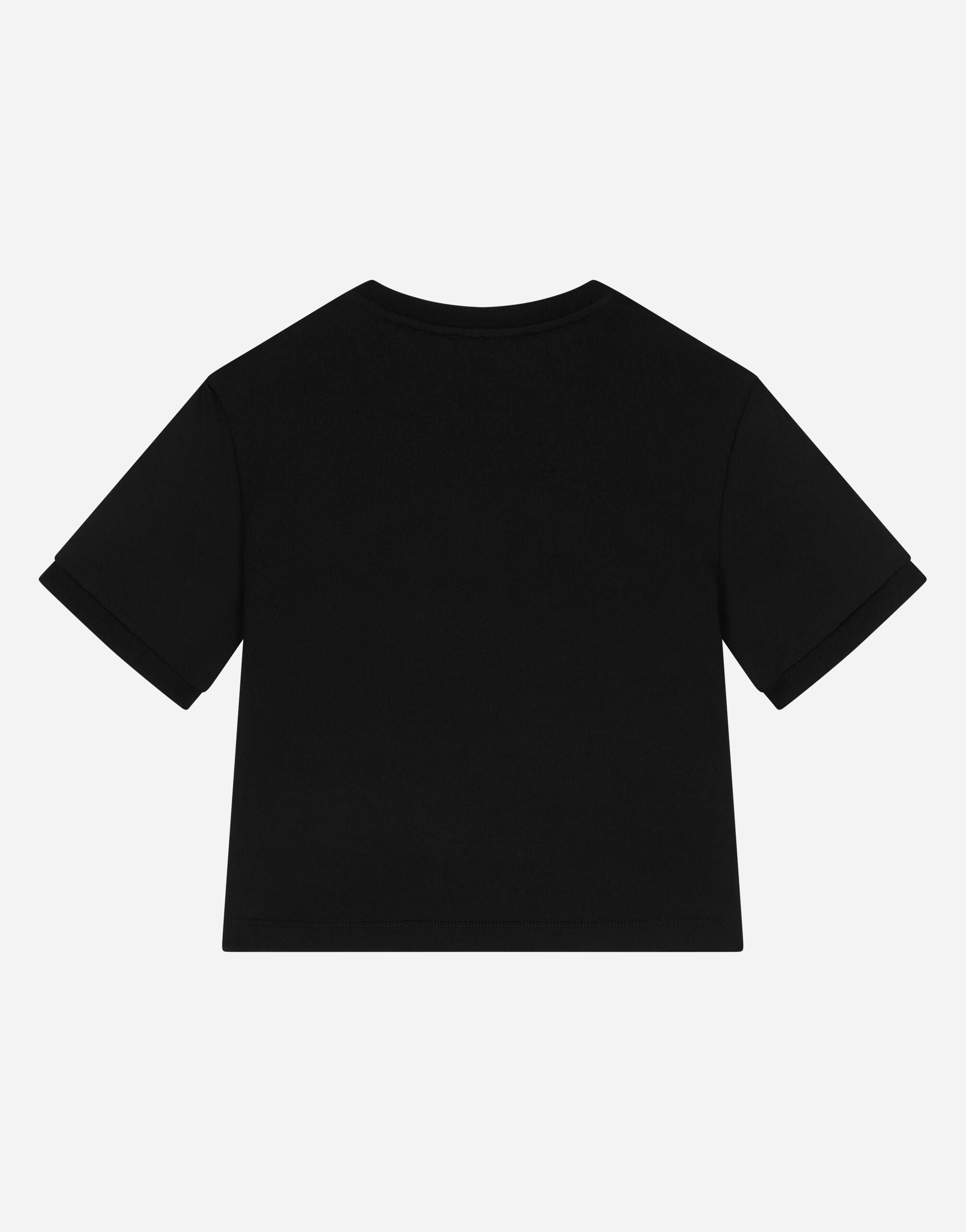 Jersey T-shirt with rhinestone logo in Black for | Dolce&Gabbana® US