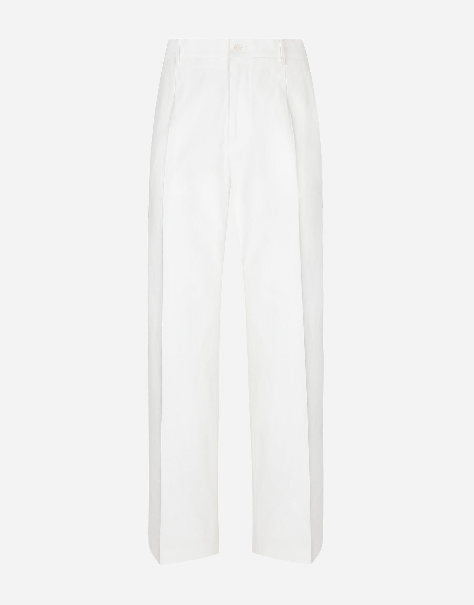 Dolce & Gabbana Pantalón en gabardina de algodón con pernera recta Imprima G5IF1THI1SV