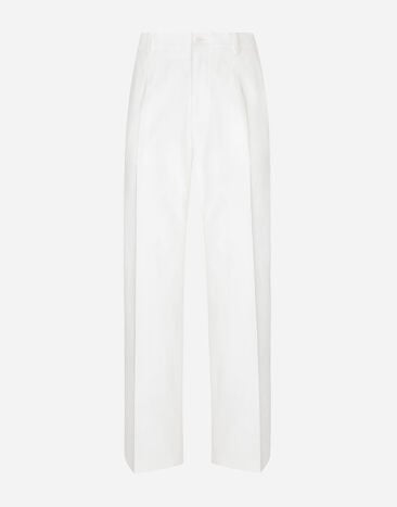 Dolce & Gabbana Pantalón en gabardina de algodón con pernera recta Imprima GVRMATHI1SV
