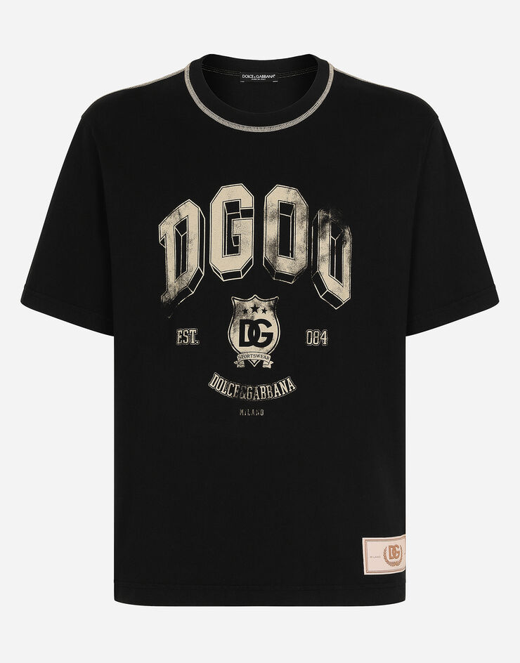 Dolce & Gabbana Cotton T-shirt with logo print Black G8PN9TG7NWY