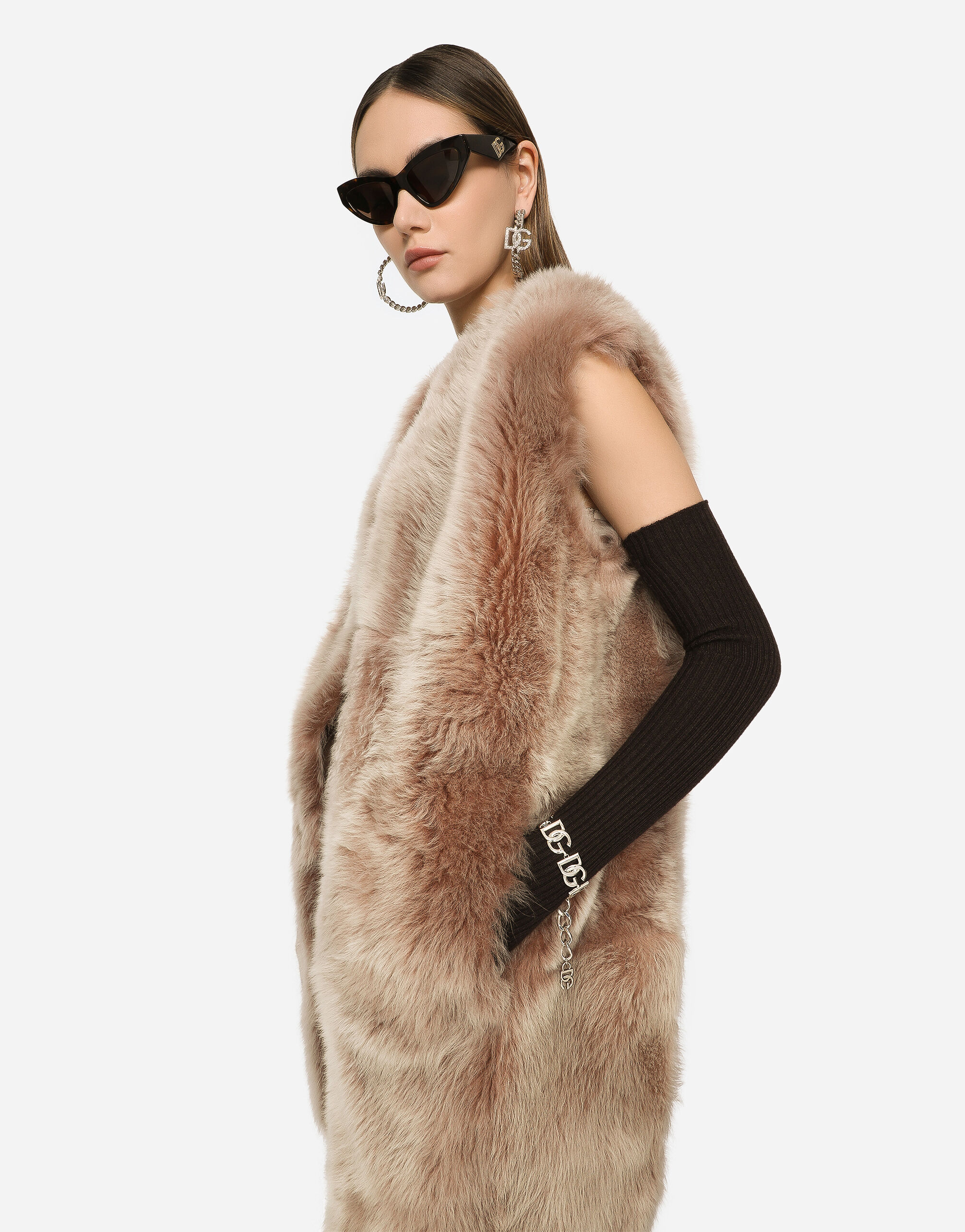 ベージュのウィメンズ Sleeveless sheepskin coat | Dolce&Gabbana®