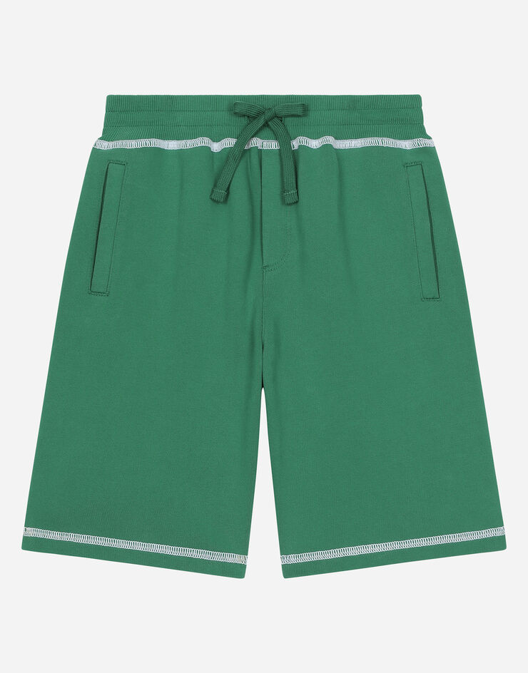 Dolce & Gabbana Jersey shorts with contrasting stitching and DG logo Green L4JQT6G7NVV