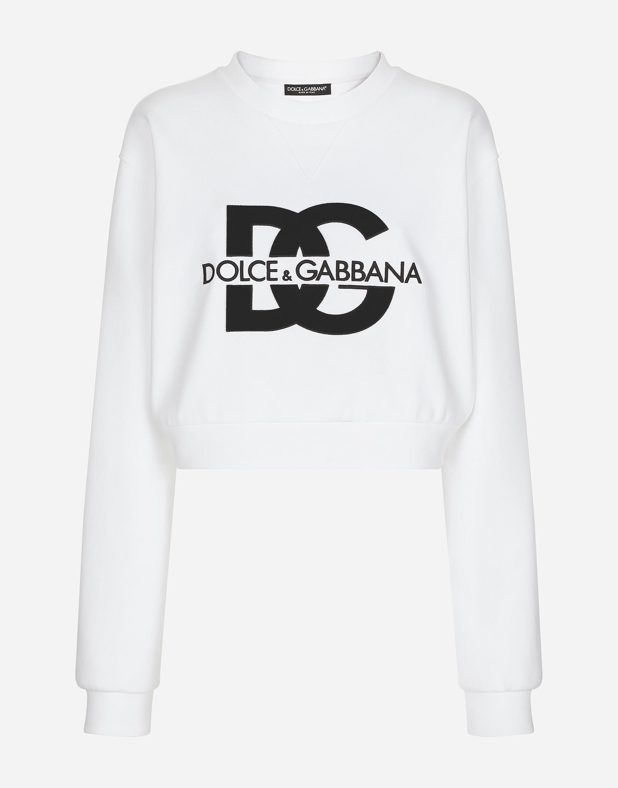 Dolce & Gabbana Sudadera de punto con logotipo DG bordado Blanco F8V06TGDCK6