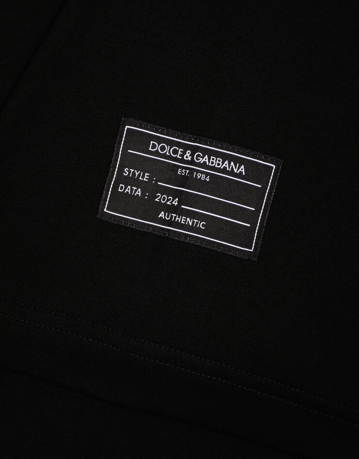 Dolce & Gabbana Camiseta de manga corta con logotipo vertical estampado Negro G8PN9TG7M1D