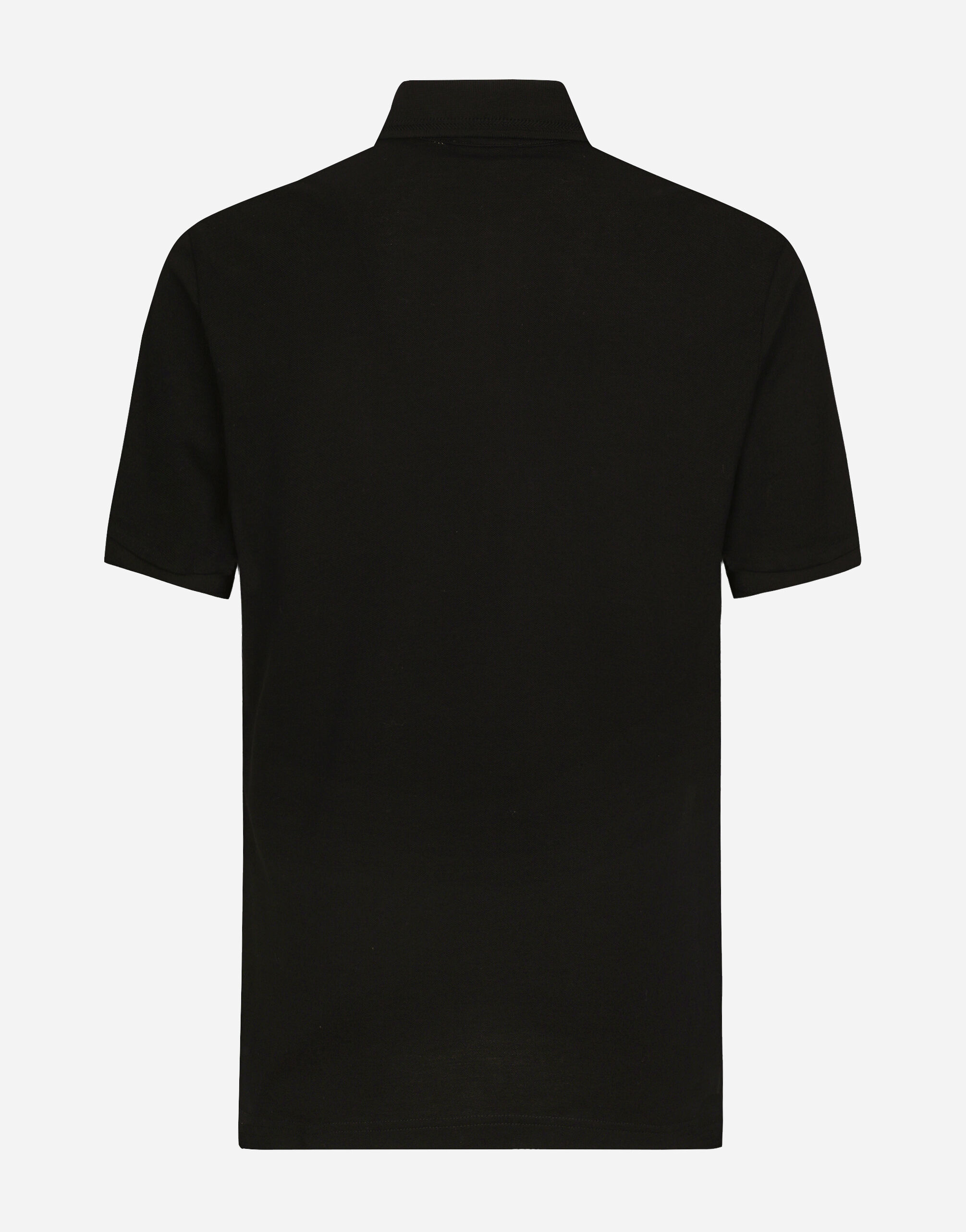 Cotton piqué polo-shirt with embroidery in black for 