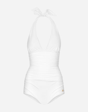 Dolce & Gabbana One-piece swimsuit with plunging neckline Print O9A46JONO19