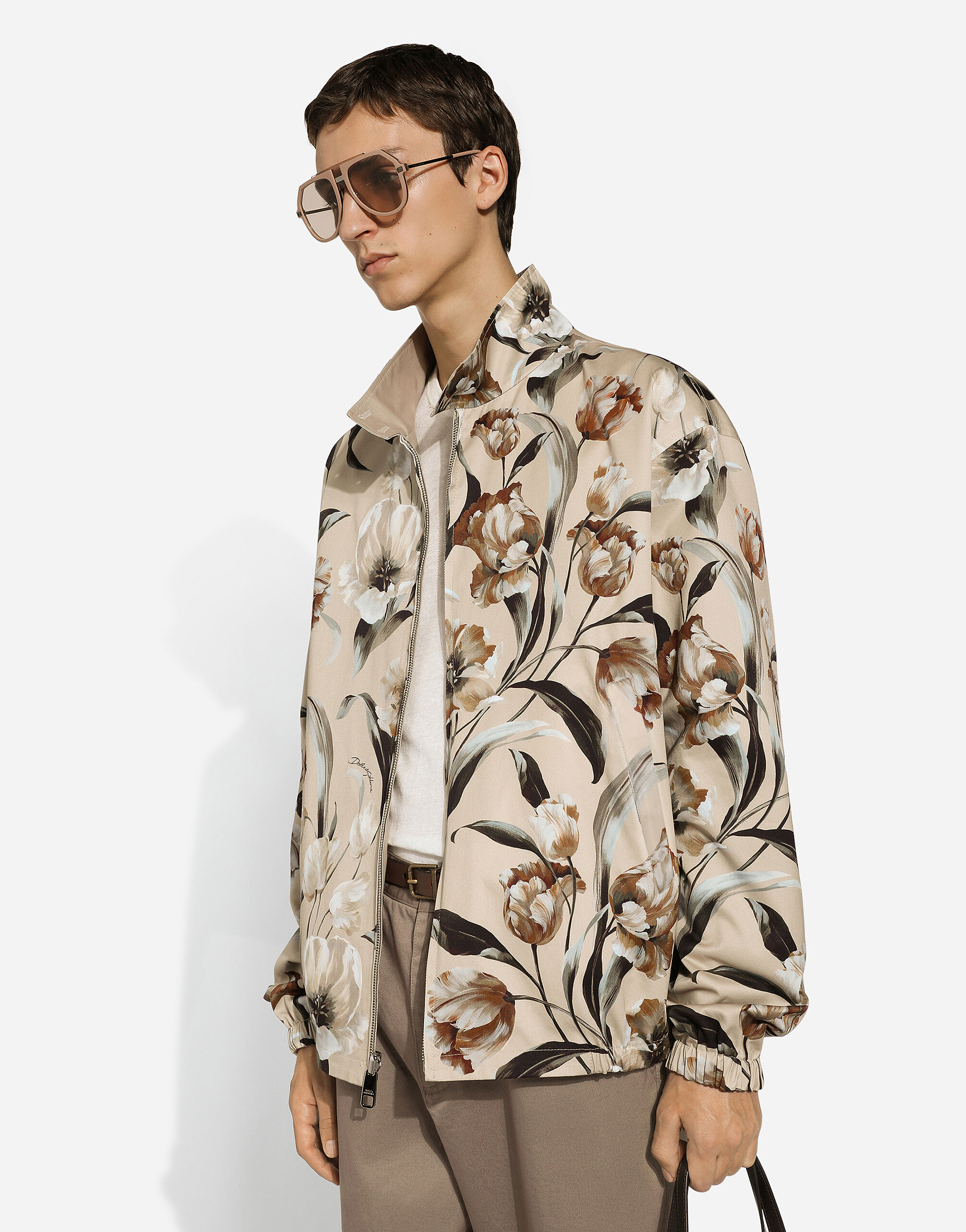 Reversible high-neck jacket with floral print