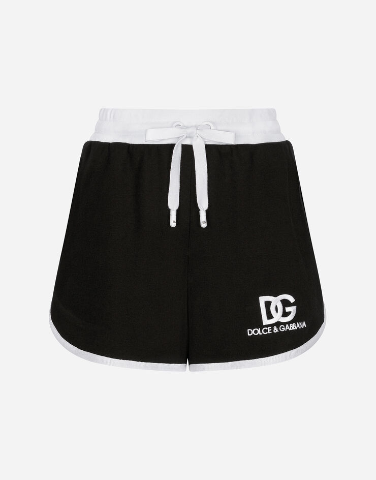 Dolce & Gabbana Shorts in jersey con ricamo logo DG Nero FTC2SZGDB6F