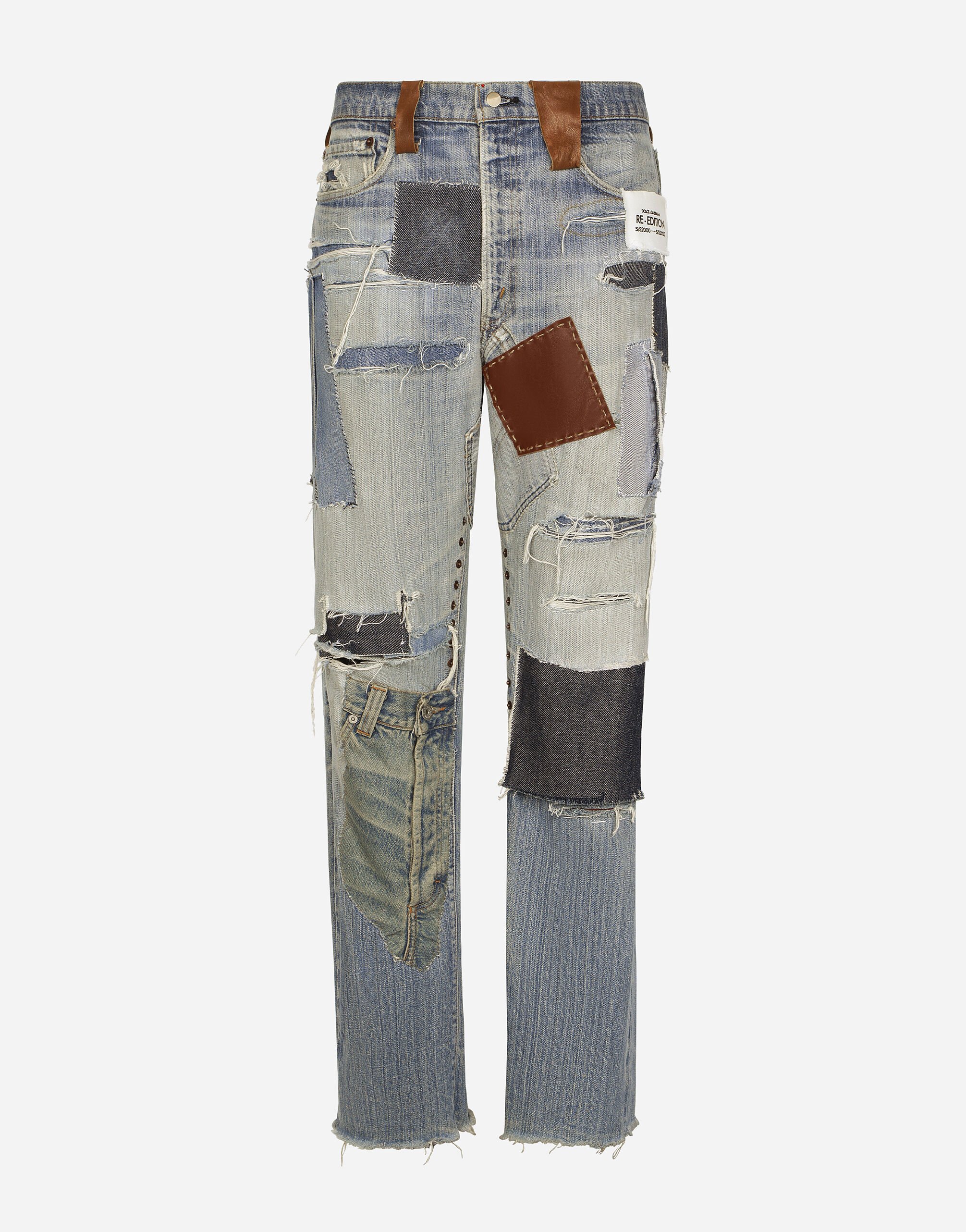 ${brand} Straight-leg patchwork denim jeans ${colorDescription} ${masterID}