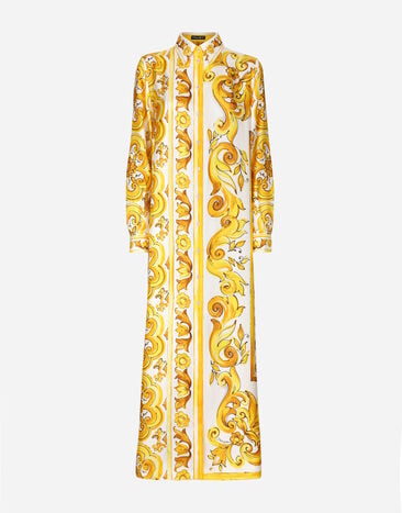 Dolce & Gabbana Рубашка-туника из шелкового твила с принтом майолики Отпечатки F6ADLTHH5A0