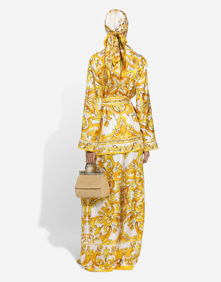Dolce & Gabbana Hose mit Gummizugbund aus Seidentwill Majolika-Print Drucken FTC63THI1BE