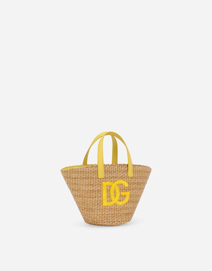 Dolce & Gabbana Straw basket with DG logo Yellow EB0249AB018