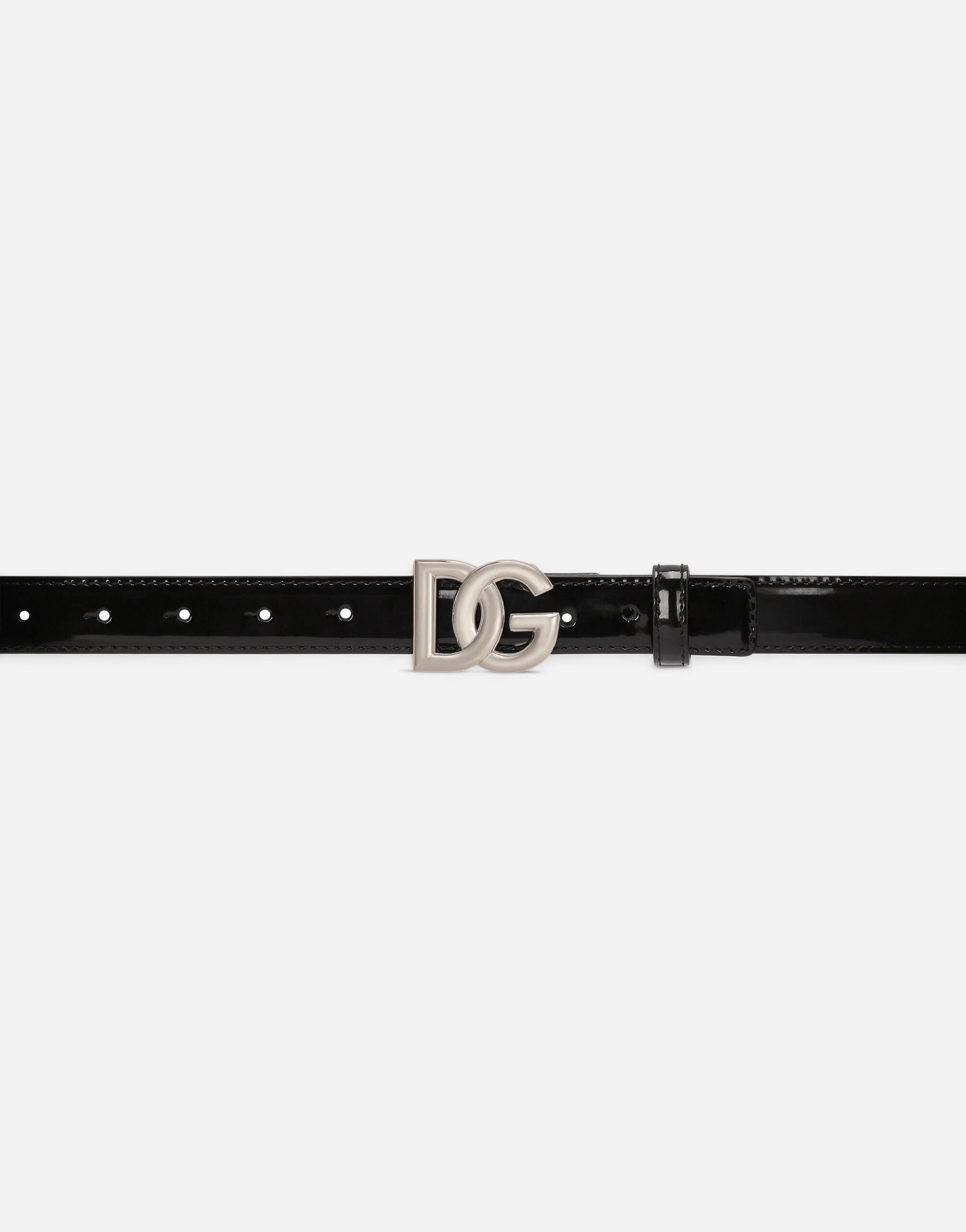 ブラックのウィメンズ Shiny calfskin belt with DG logo | Dolce&Gabbana®