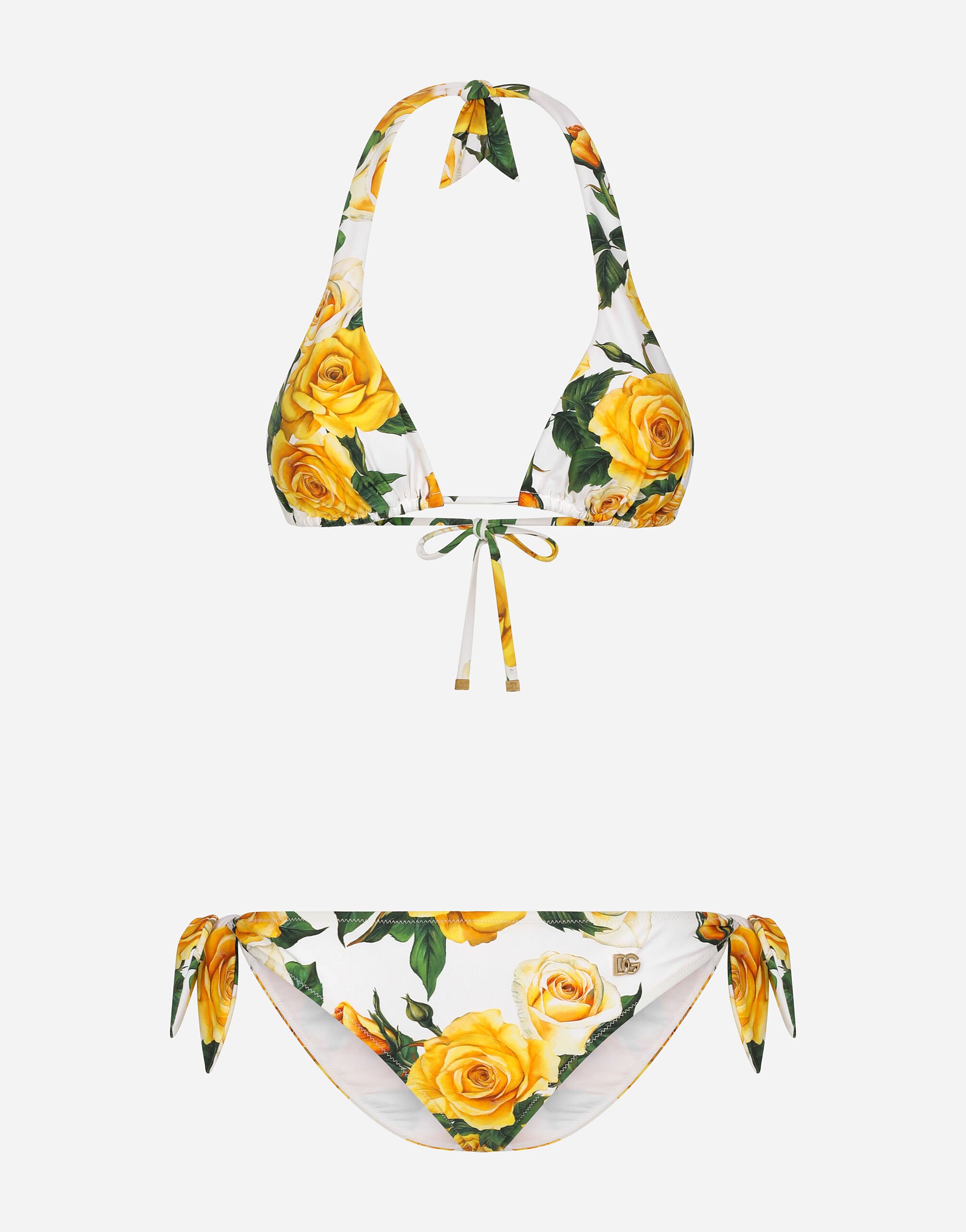 Dolce & Gabbana Bikini de triángulo con estampado de rosas amarillas Imprima L54S05G7KXP
