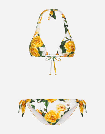 Dolce & Gabbana Triangle bikini with yellow rose print Print O9A13JONO19