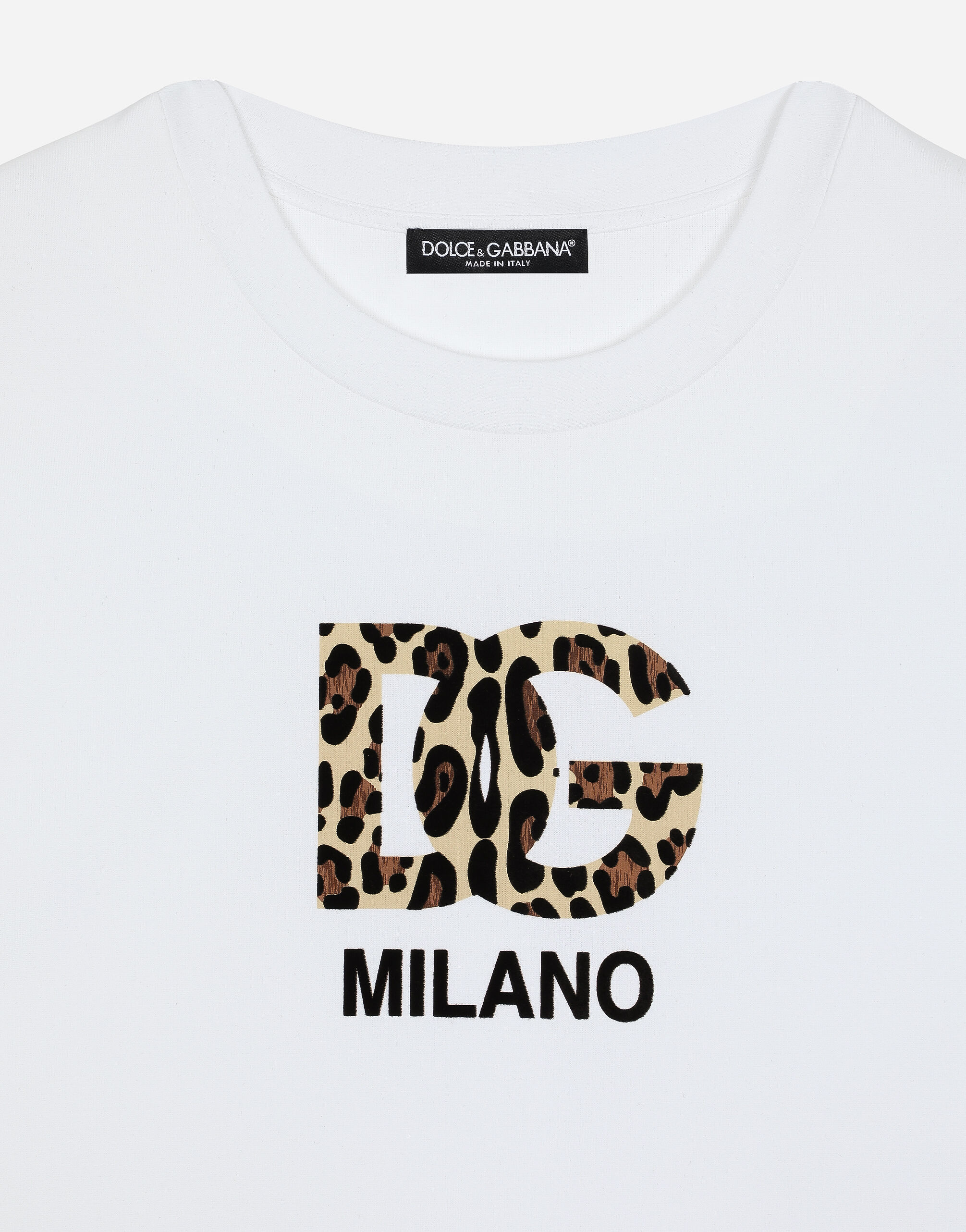 ホワイトのウィメンズ T-shirt with flocked DG logo | Dolce&Gabbana®