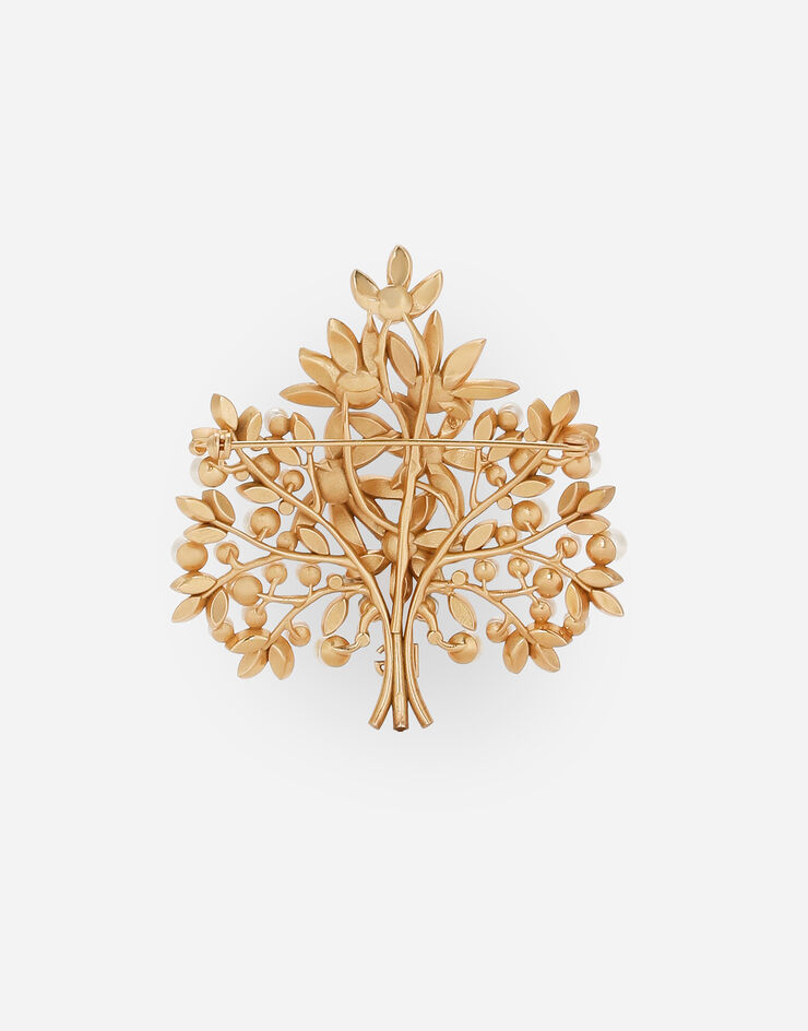 Dolce & Gabbana Brooch with branches, leaves and DG logo Gold WPQ7S6W1111