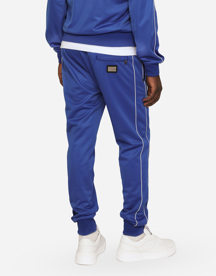 Dolce & Gabbana Triacetate jogging pants with bands Blue GZ45ATHU7B0