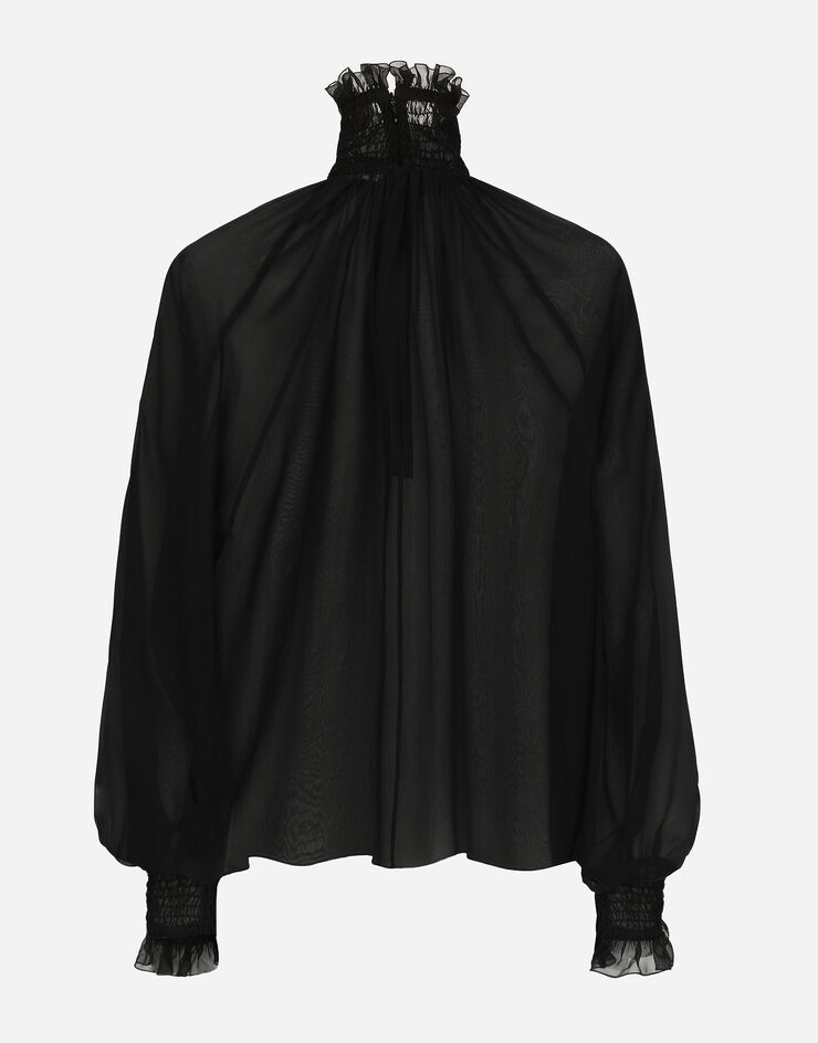 Dolce & Gabbana 缩褶细节雪纺罩衫 黑 F79EMTFU1AT