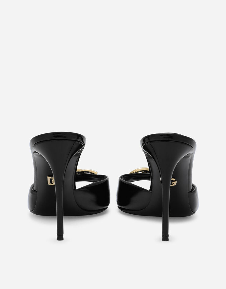 Patent leather mules with DG logo in Black for Women | Dolce&Gabbana®