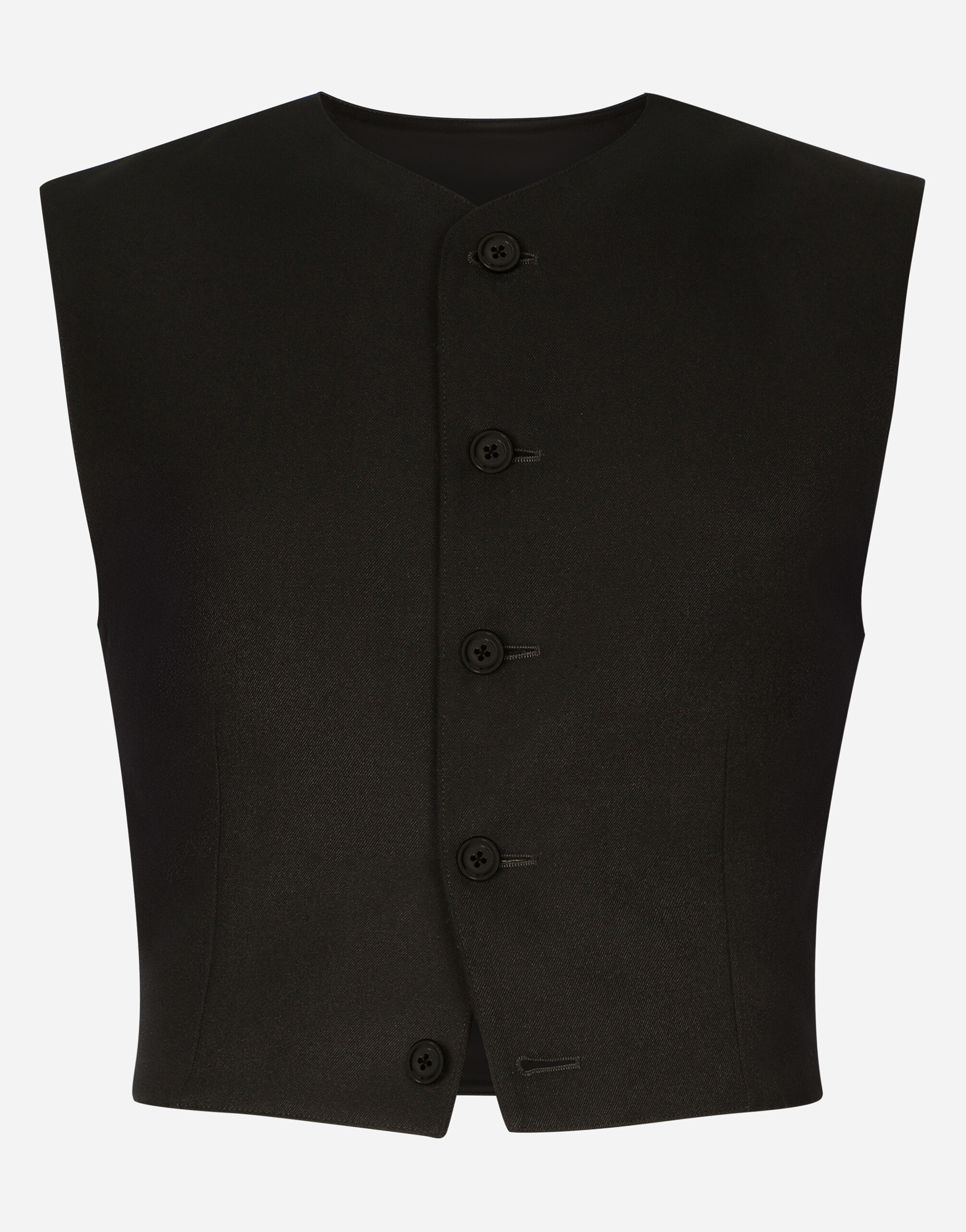 Full Milano jersey and wool gabardine vest in Black for