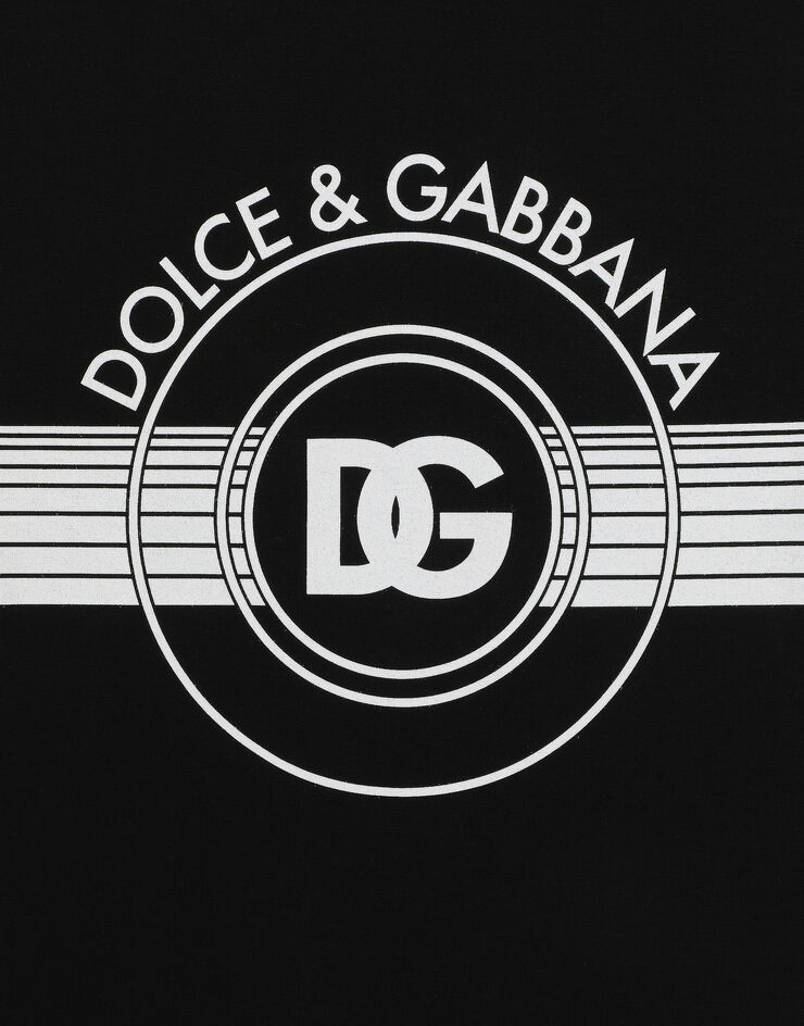 Dolce & Gabbana T-Shirt aus Baumwollinterlock DG-Logoprint Schwarz G8PN9TG7J6B
