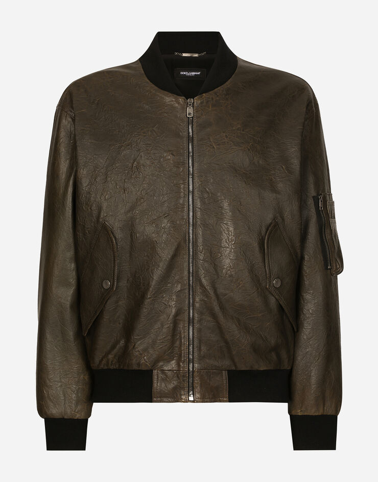 Dolce & Gabbana Lined leather bomber jacket Green G9BEDLHULUC