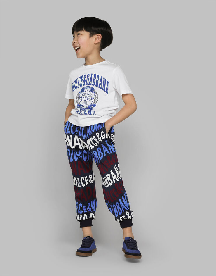 Dolce & Gabbana Jersey jogging pants with Dolce&Gabbana logo Blue L4JPFEHS7OX