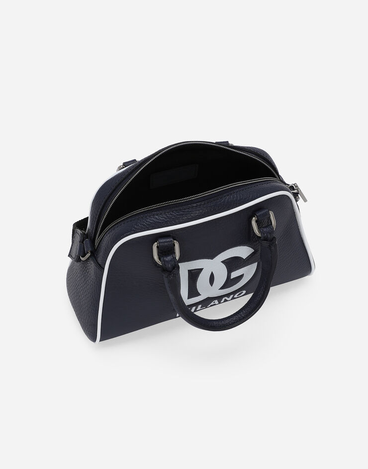 Dolce & Gabbana Bolso Bowling en piel de becerro abatanada con logotipo DG Azul EB0250AI218