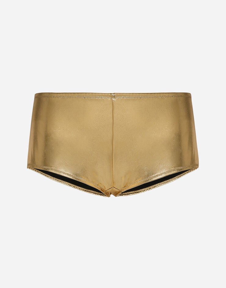 Foiled jersey low-rise panties in Gold for Women