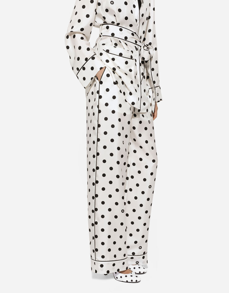 Dolce & Gabbana Pantaloni pigiama in seta stampa pois Stampa FTAMPTIS1VI