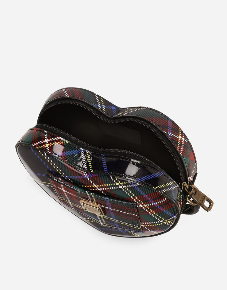 Dolce & Gabbana Tasche DG Girlie Heart aus glänzendem Kalbsleder mit Tartan-Print Mehrfarbig EB0248AI412