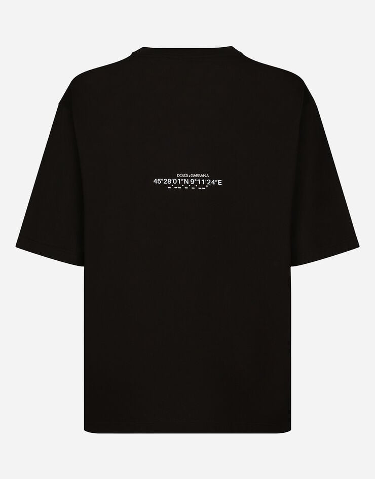 Dolce & Gabbana Camiseta en punto de algodón con estampado DGVIB3 y logotipo Negro G8PB8TG7K3B