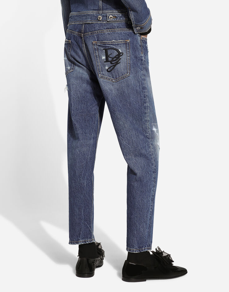 Dolce & Gabbana Jean loose en denim stretch Multicolore GYJDAZG8KE9