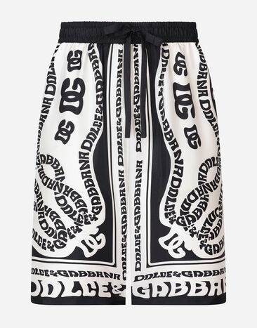 Dolce & Gabbana Marina-print silk twill shorts White G5IF1THI1QC