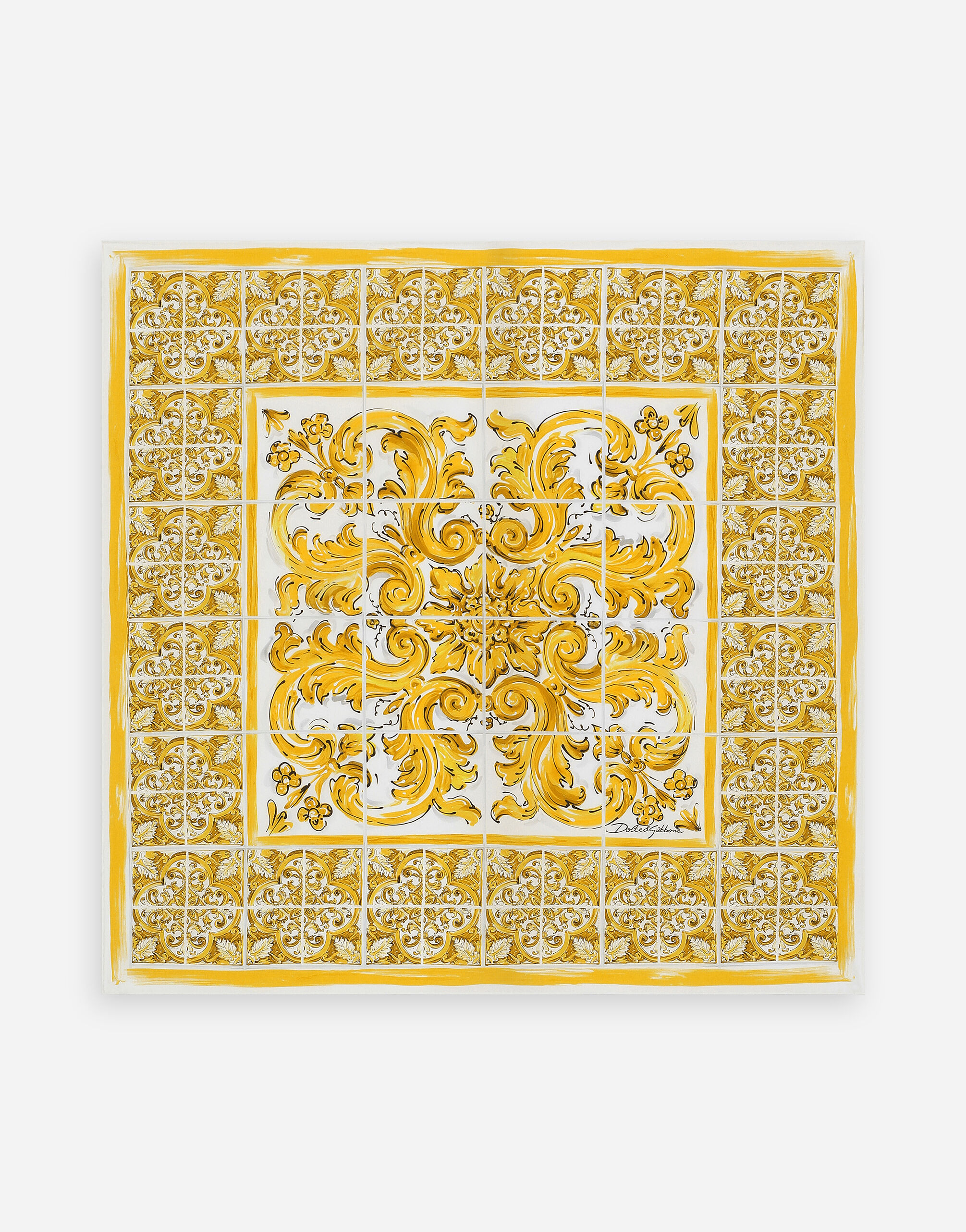 ${brand} Cotton foulard with majolica print (70x70) ${colorDescription} ${masterID}