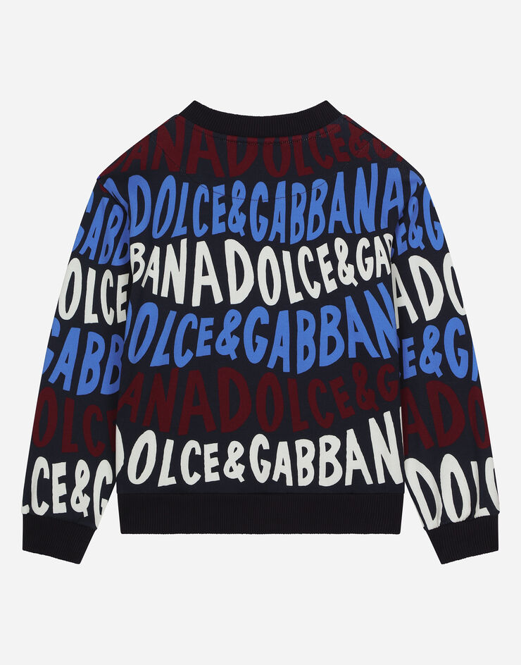 Dolce & Gabbana Felpa girocollo in jersey con logo Dolce&Gabbana Blu L4JWKEHS7OX