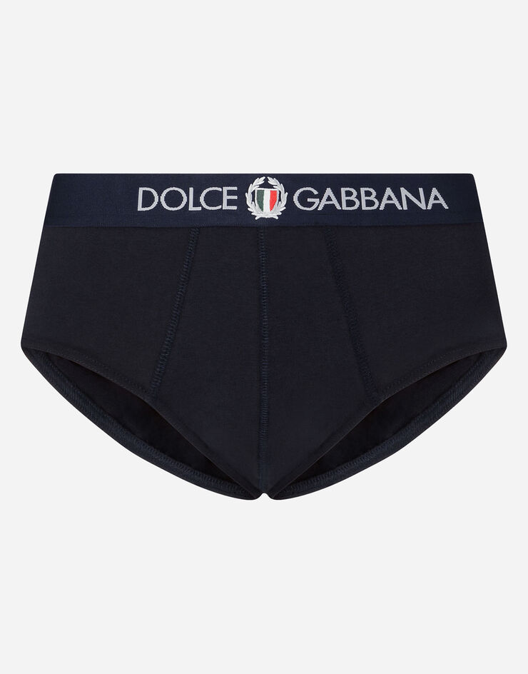 Two-way-stretch jersey Brando briefs with patch in BLUE for for Men |  Dolceu0026Gabbana®