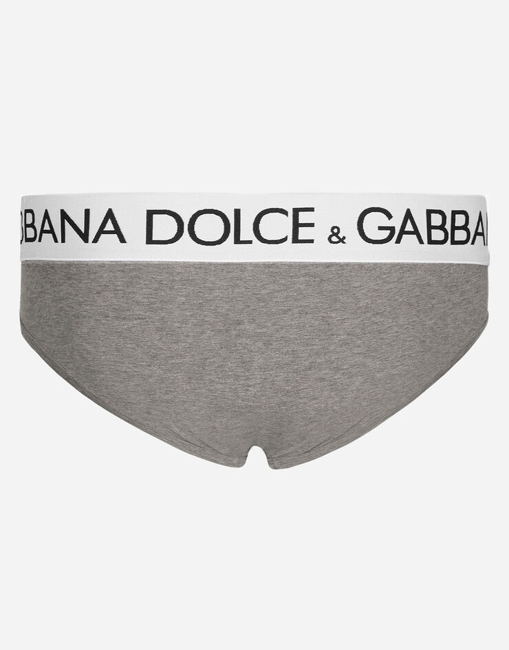 Mid-rise briefs in two-way stretch cotton jersey in Grey for