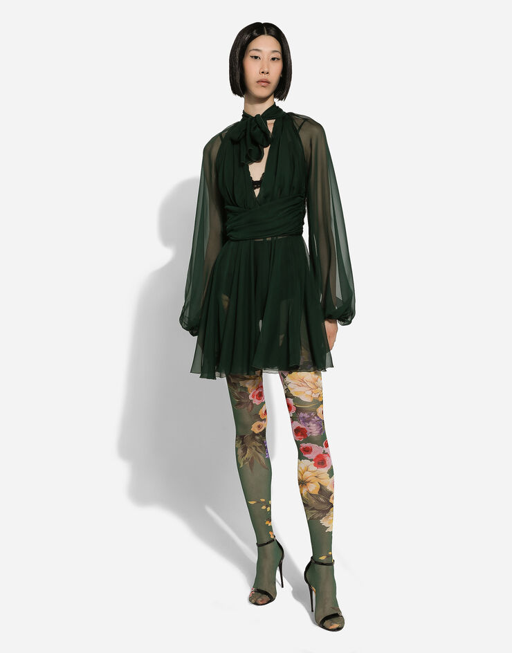 Dolce & Gabbana Short chiffon dress Green F6HANTFU1HW