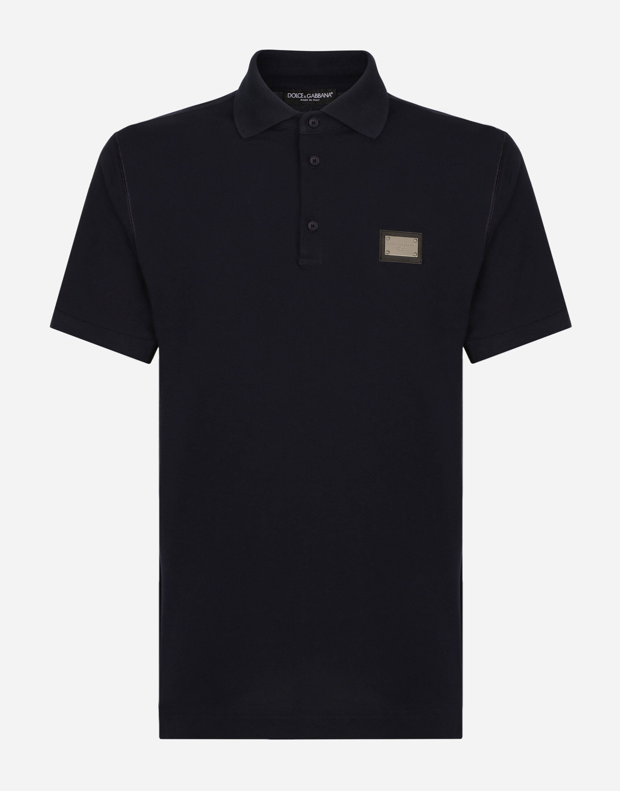 ${brand} Cotton piqué polo-shirt with branded tag ${colorDescription} ${masterID}