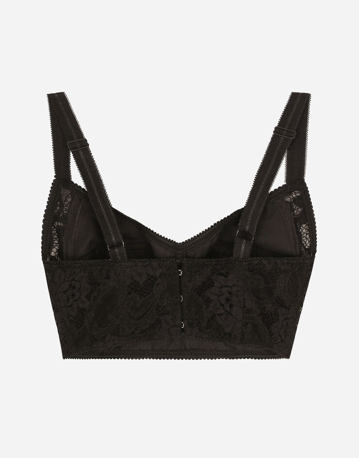 Dolce & Gabbana Bralette-Top aus Satin mit Spitze Schwarz F7AC9TGDCL9